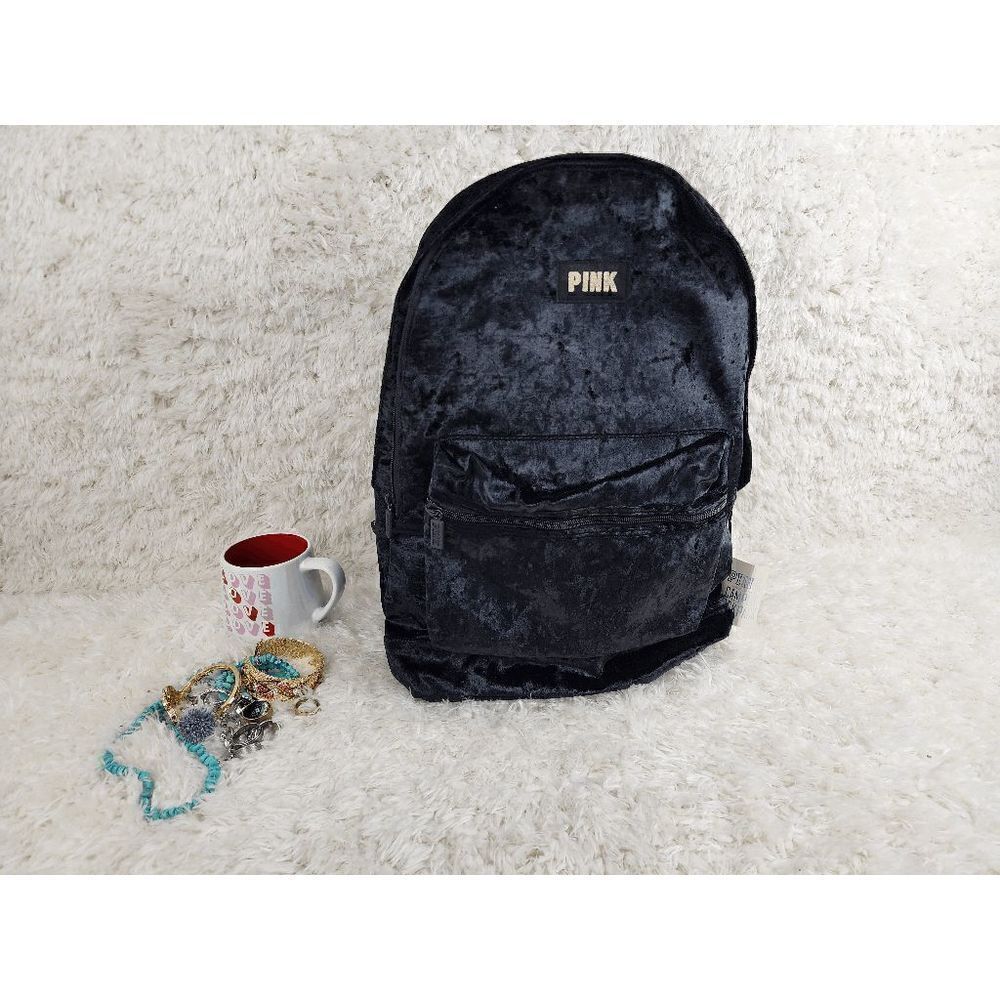 NWT Victoria's Secret Black Backpack Velour NWT